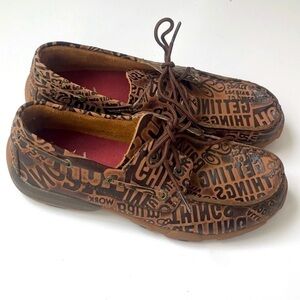 Twisted X Leather Boat Mocasines Brown Lace Up Size 5 Youth Fit Like Adult 8.5